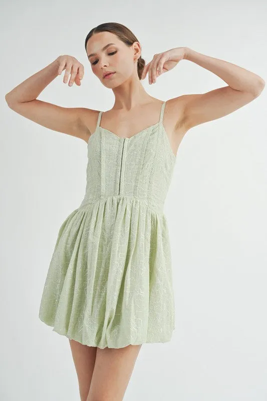 Green Corset Bubble Hem Mini Dress
