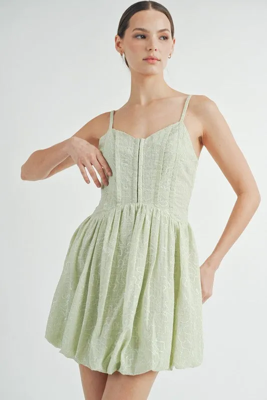 Green Corset Bubble Hem Mini Dress