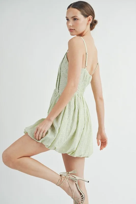 Green Corset Bubble Hem Mini Dress