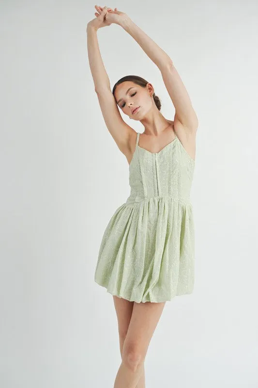 Green Corset Bubble Hem Mini Dress