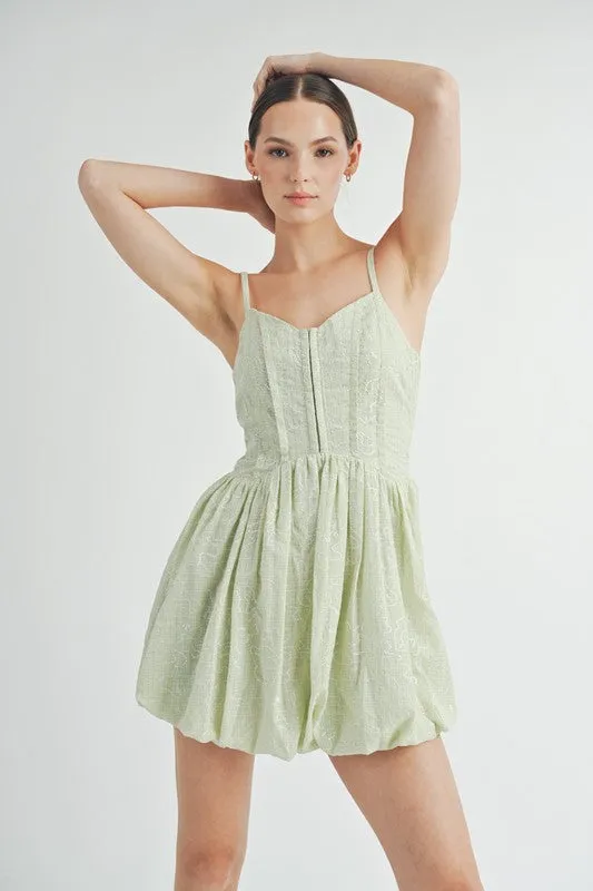 Green Corset Bubble Hem Mini Dress