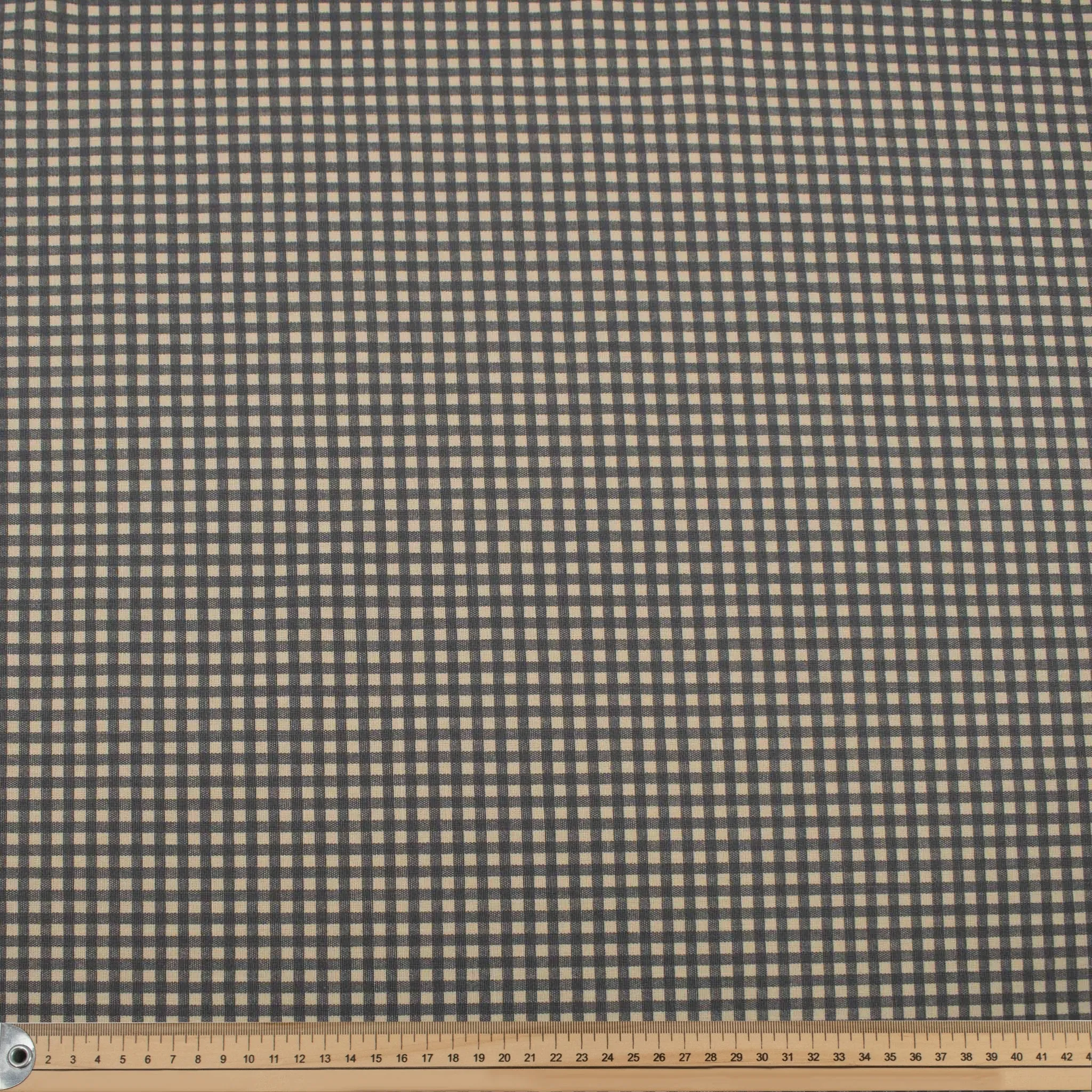 Grey Small Gingham Check Cotton Canvas Print