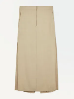 High-slit maxi pencil skirt in beige