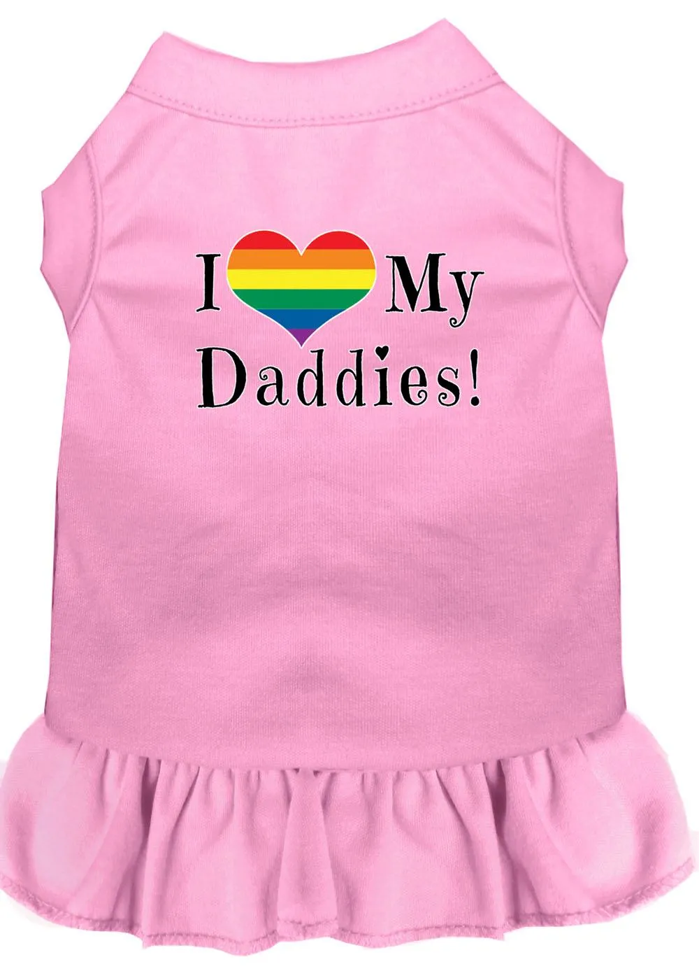 I Heart My Daddies Screen Print Dog Dress Light Pink Lg