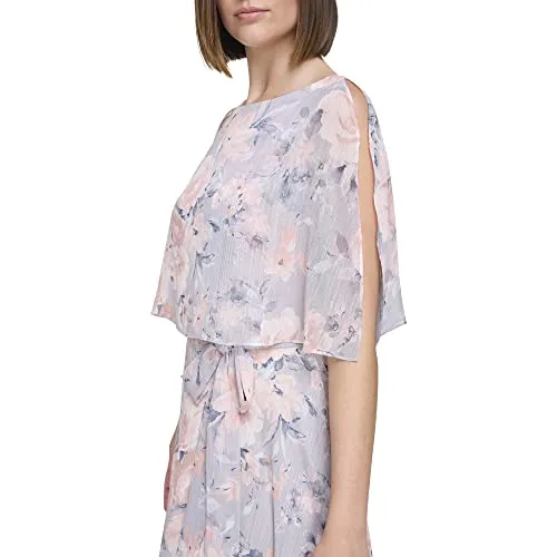 Jessica Howard Women's Lurex Chiffon Fit & Flare-Guest of Wedding Dress, Grey, 10 Petite