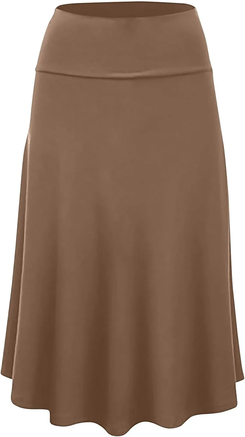 JJHAEVDY Women's Basic Midi Skirt Versatile Stretchy Flared Summer Casual High Waisted Skirt Pleated A-Line Skirts