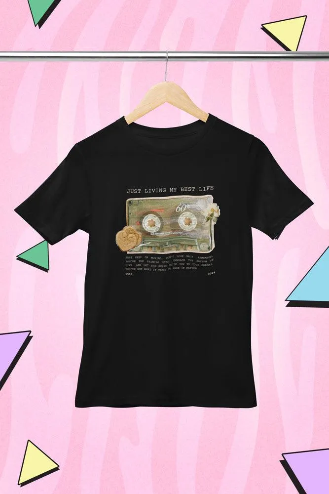 Just Living My Best Life - Unisex Oversized Cotton Graphic Printed T-Shirt
