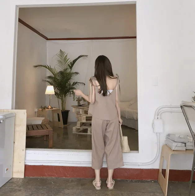 [Korean Style] Diane Latte Matchy Summer Camis Set