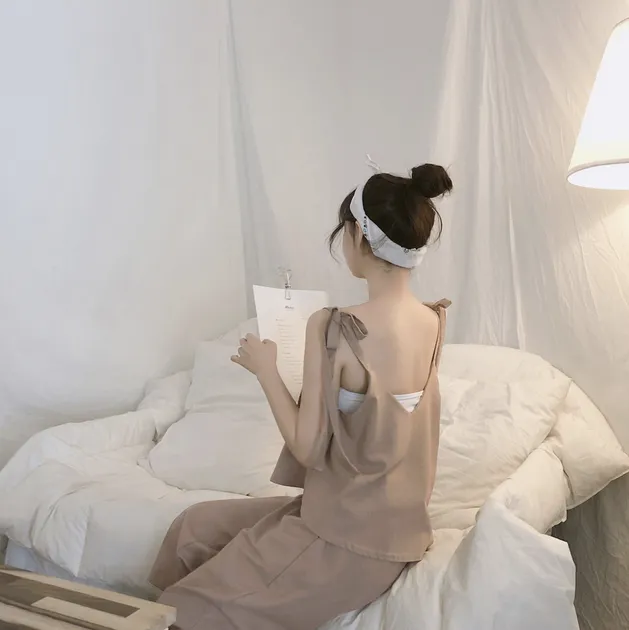 [Korean Style] Diane Latte Matchy Summer Camis Set