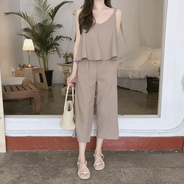 [Korean Style] Diane Latte Matchy Summer Camis Set