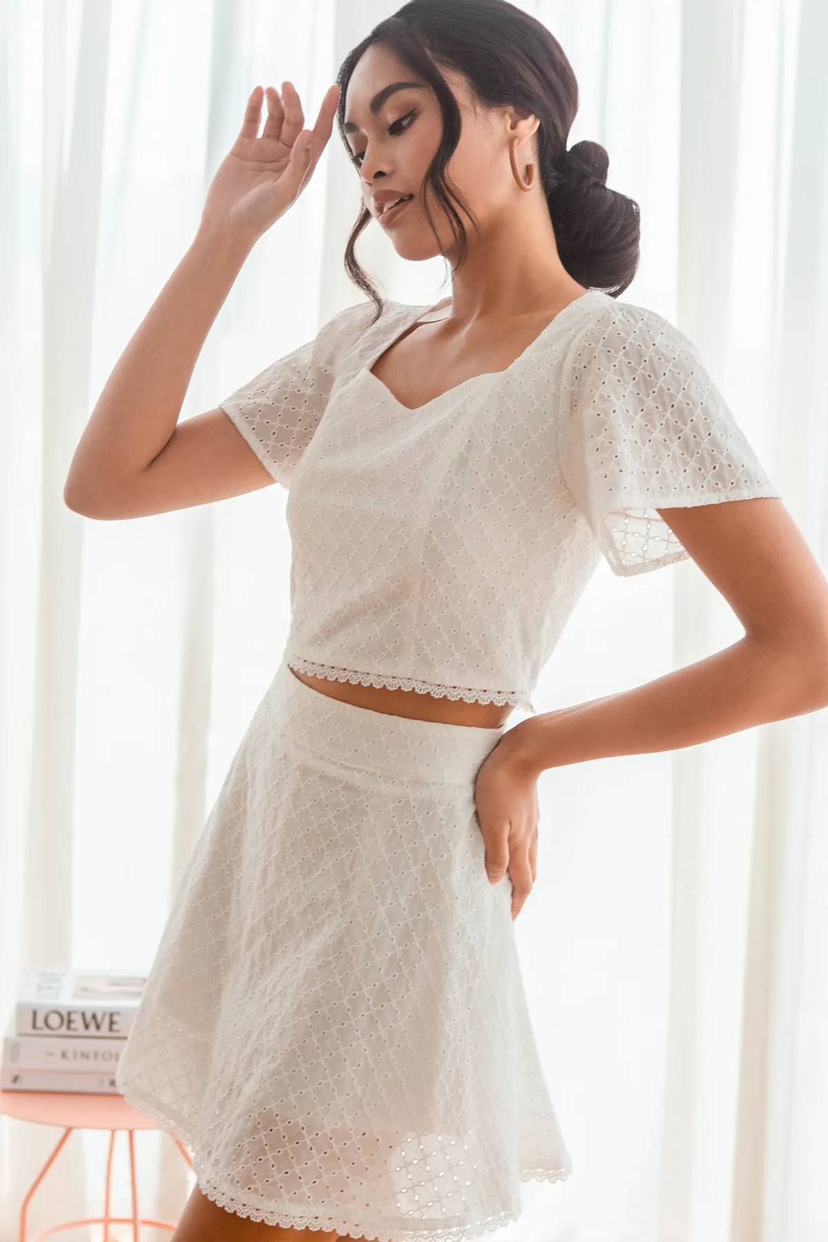 Lace With Grace Broderie Skort (White)