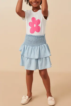 Light Denim Smocked Waist Skirt
