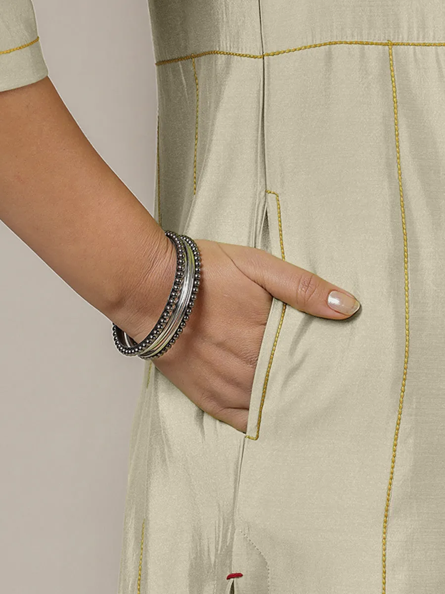 Mahi x Rozaana | A Line Kurta in Ivory with Thread Work | Coords or Only Kurta
