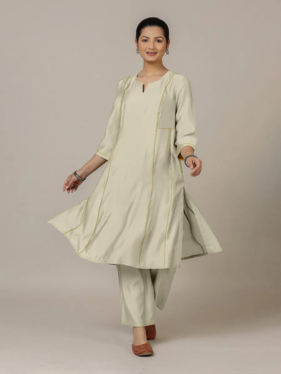 Mahi x Rozaana | A Line Kurta in Ivory with Thread Work | Coords or Only Kurta