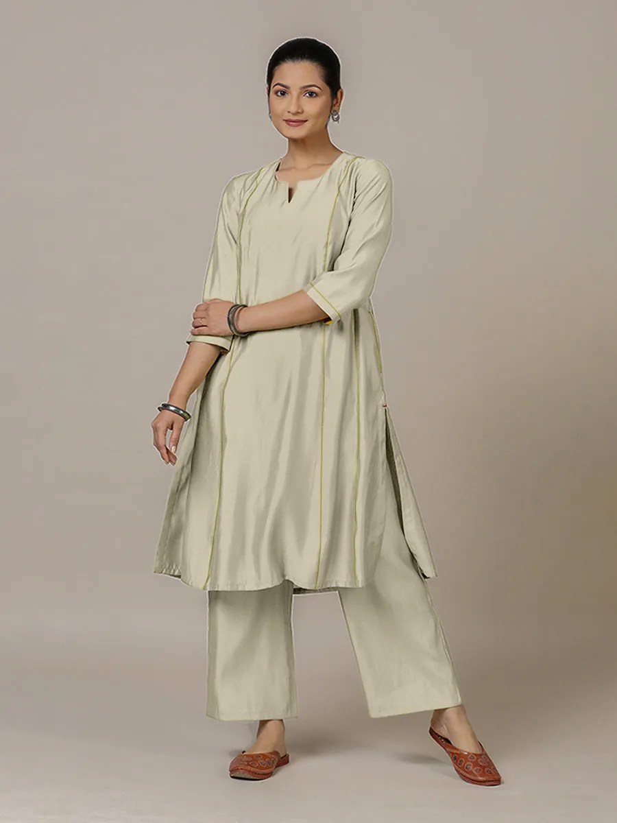 Mahi x Rozaana | A Line Kurta in Ivory with Thread Work | Coords or Only Kurta