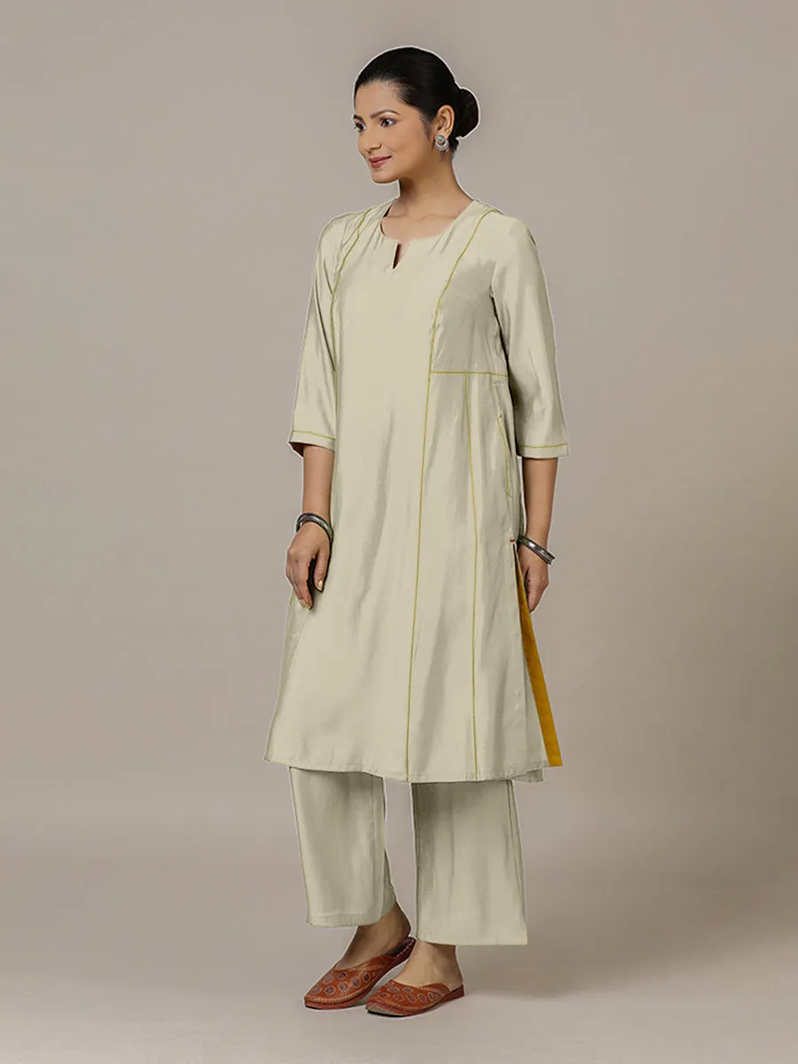 Mahi x Rozaana | A Line Kurta in Ivory with Thread Work | Coords or Only Kurta