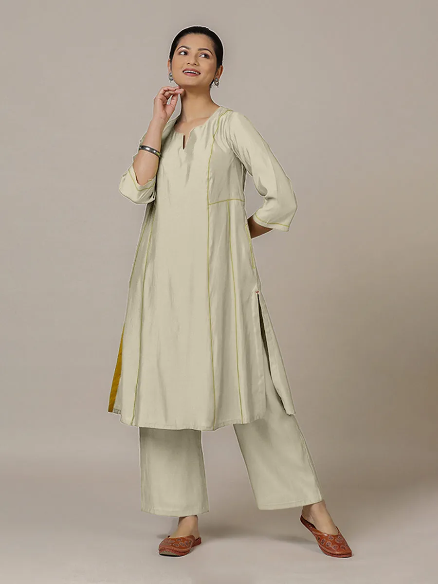 Mahi x Rozaana | A Line Kurta in Ivory with Thread Work | Coords or Only Kurta