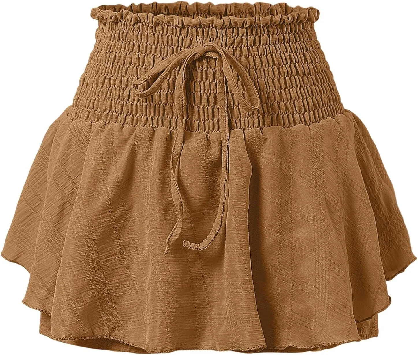 Mini Skirts for Women Summer Boho Cotton Linen Elastic Waist Tiered Ruffle Skorts Vingtage Beach Vacation Skirt
