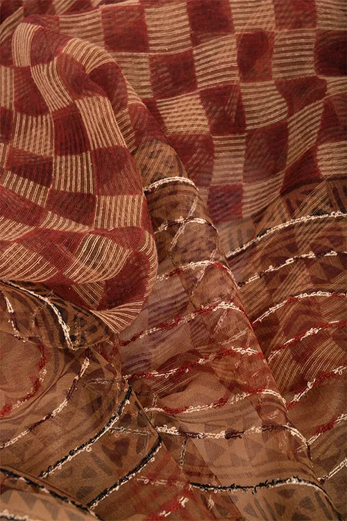 Natural Dye Block Print Silk Sari-5