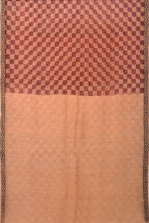 Natural Dye Block Print Silk Sari-5