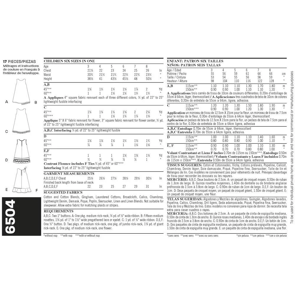 Newlook Pattern 6504 Child Dresses