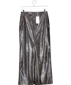 Next Brown Faux Leather Knee Length Skirt UK 6
