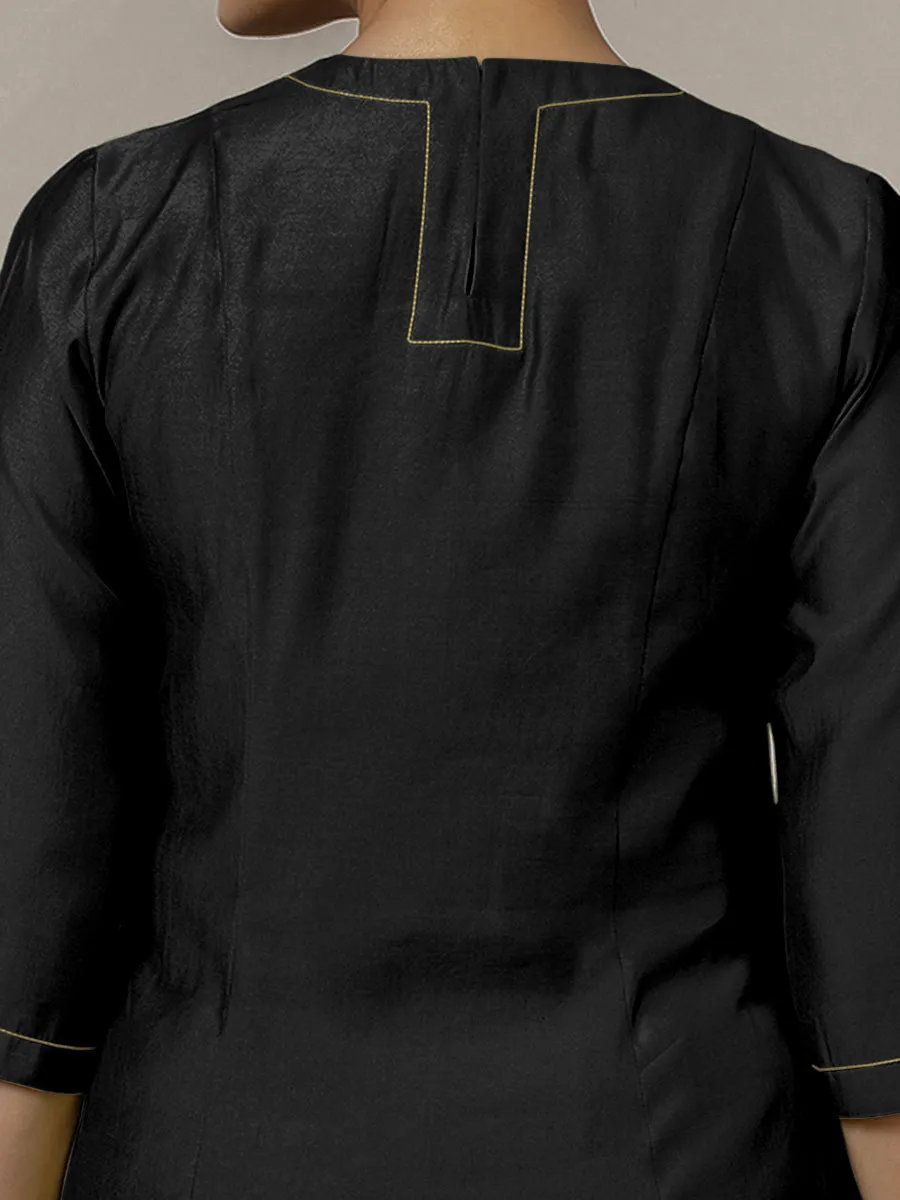 Piya x Rozaana | A Line Kurta in Raven Black with Thread Work | Coords or Only Kurta