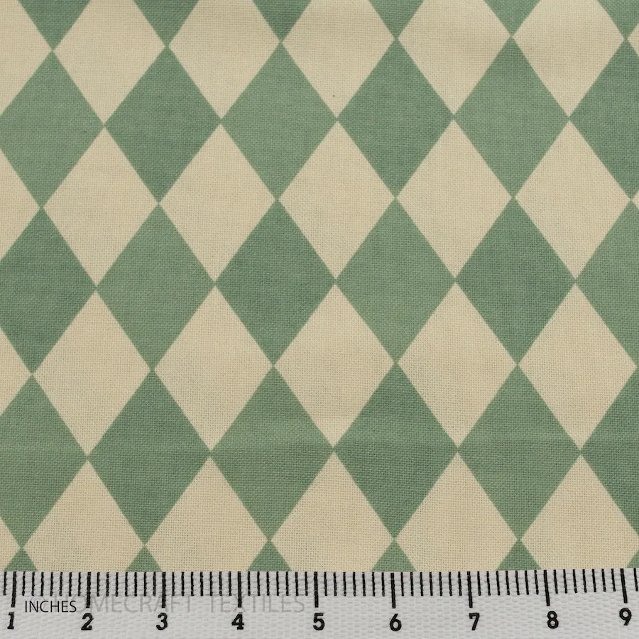 Sage Argyle Diamond Cotton Canvas Print