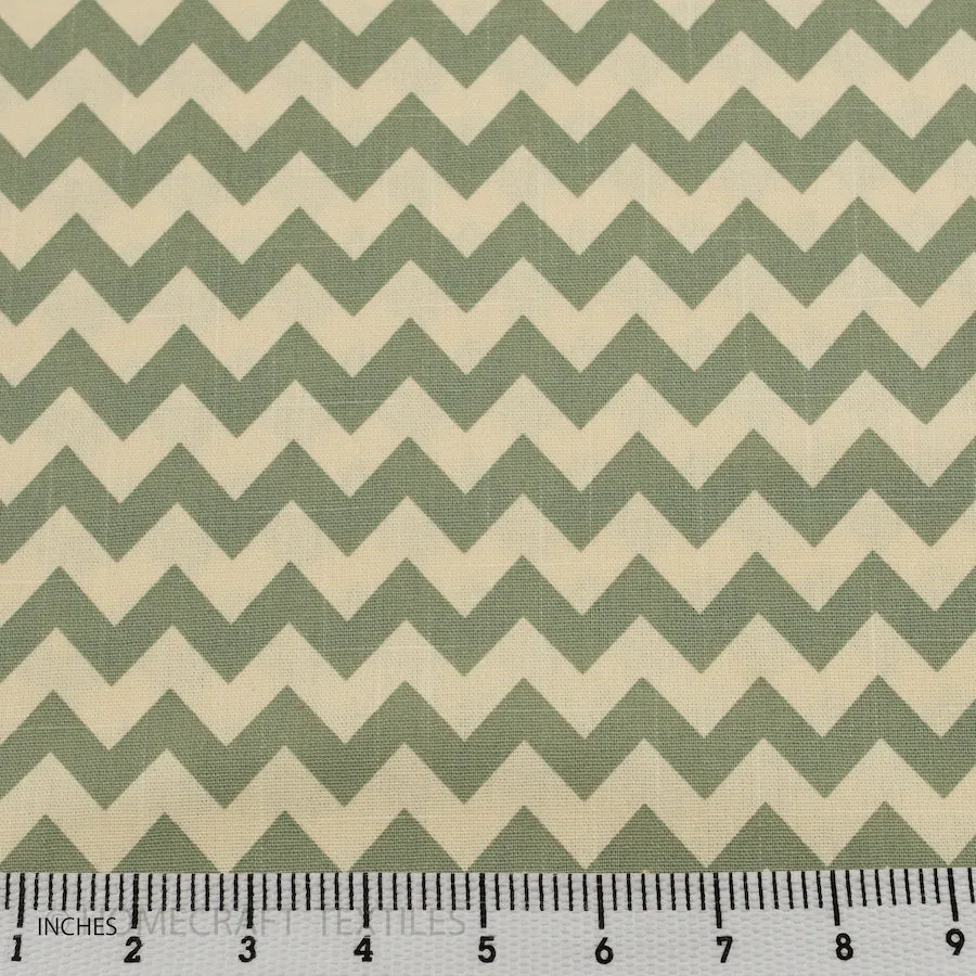 Sage Chevron Cotton Canvas Print