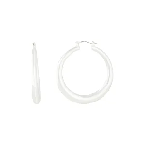 Silver Circular Tube Hoop Earrings
