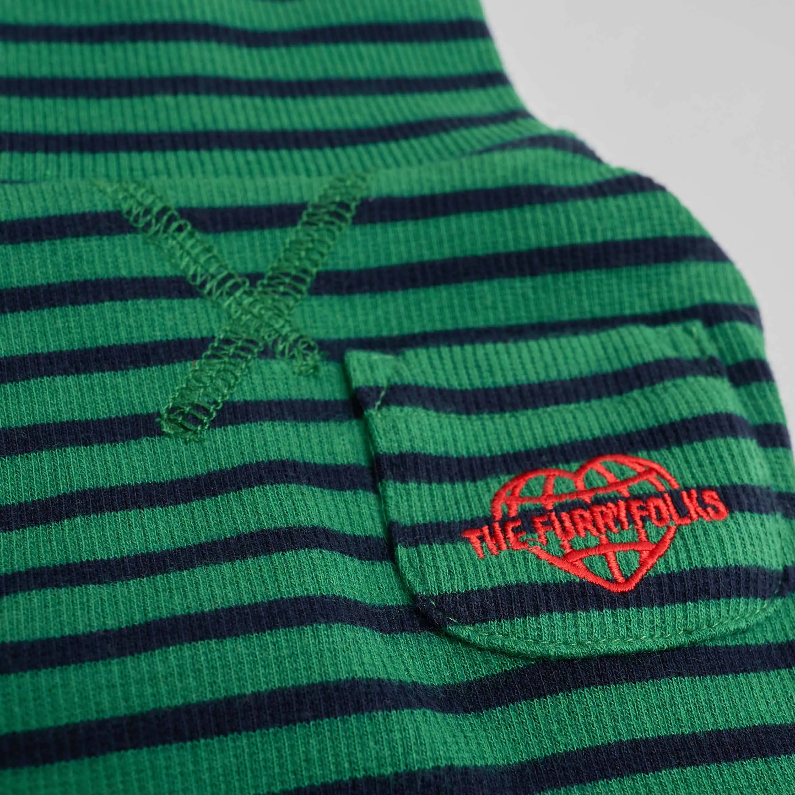 [Stripe Tee] Green & Navy