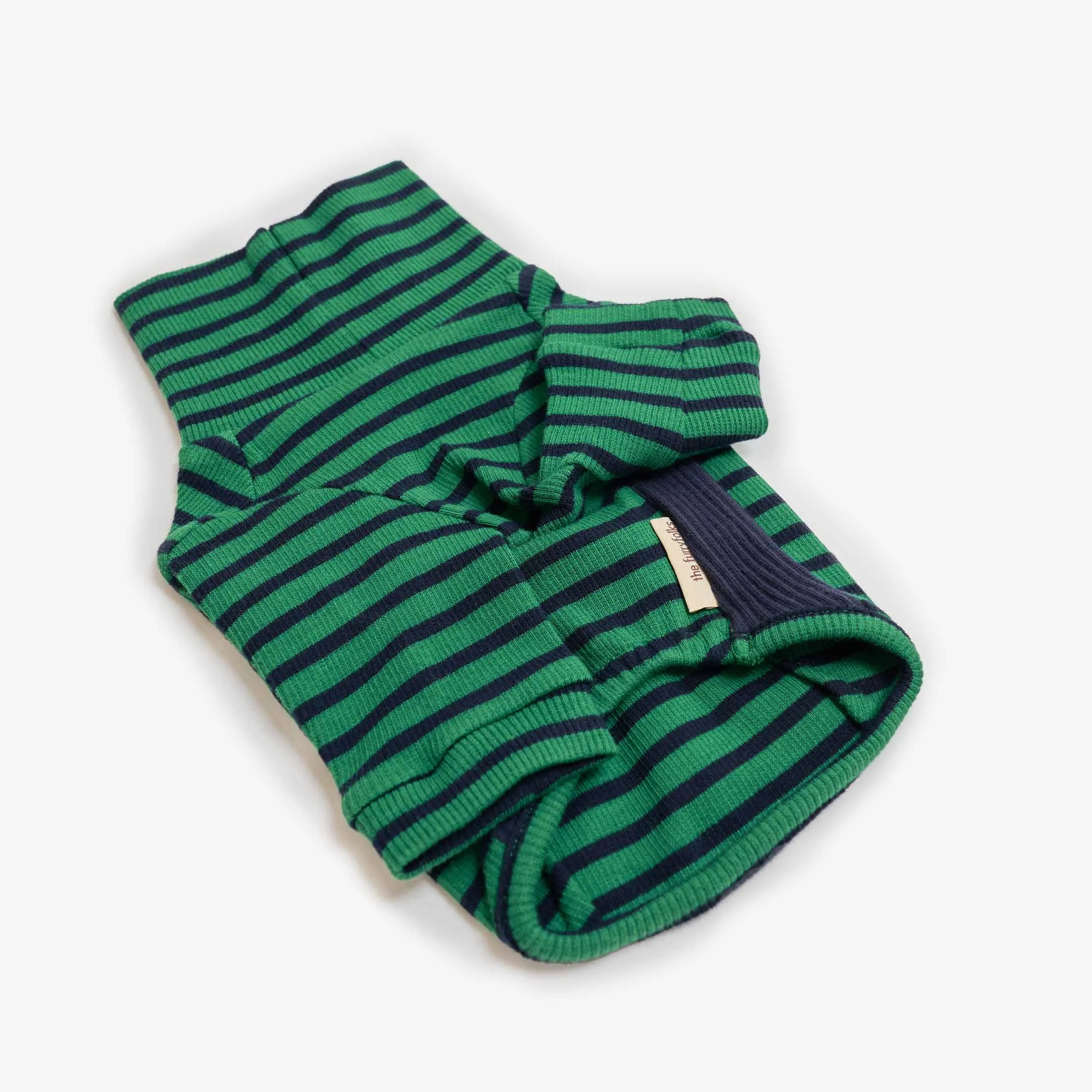 [Stripe Tee] Green & Navy