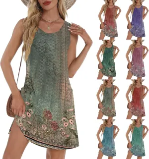Summer Dresses for Women 2025 Eyelet Swimsuit Coverup Casual Loose Sleeveless Sundresses Tank Dresses with Pockets