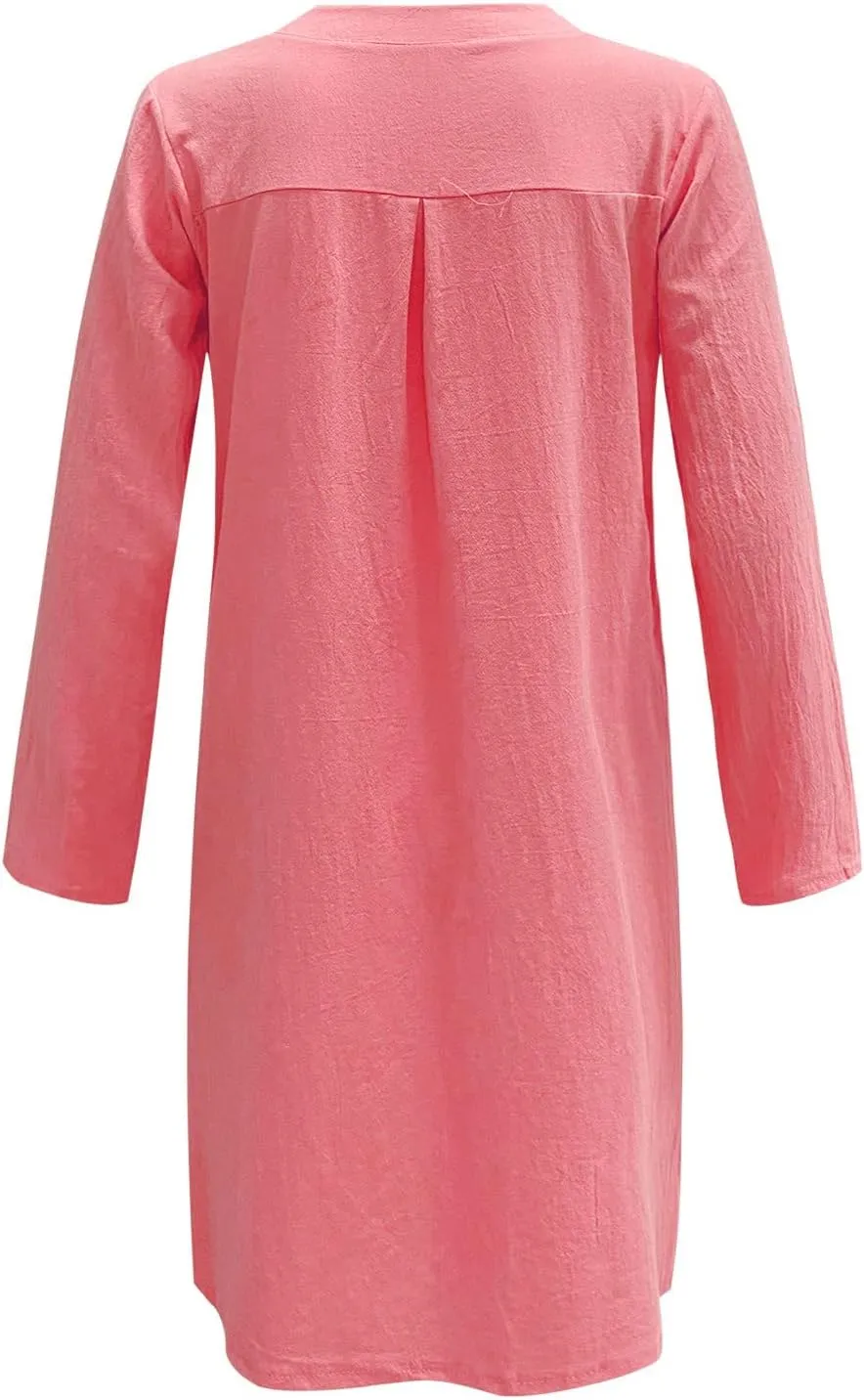Summer Dresses for Women Casual T Shirt Dresses Swing Flowy Beach Vacation Sundress with Pockets T-Shirt Vacation Linen Dress