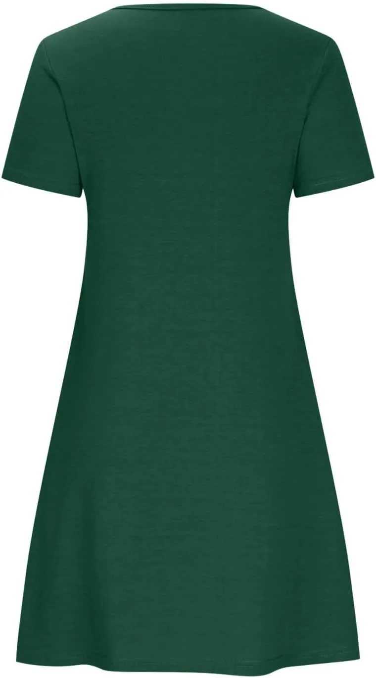 TARIENDY Mini Dresses for Women Summer Flowy Sundress 2025 Casual Beach Dress Short Sleeve Vacation Outfits with Pockets
