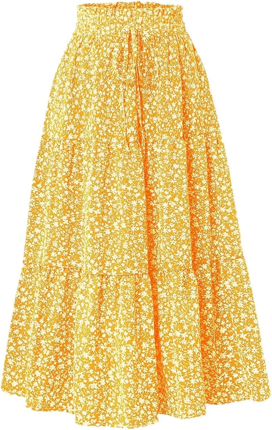 Tennis Skirt for Women Summer Vacation Bohemian Print High Elastic Waist Trendy A-Line Pleated Skirts Streetwear