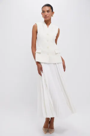 White Georgina Sleeveless Vest Midi Dress