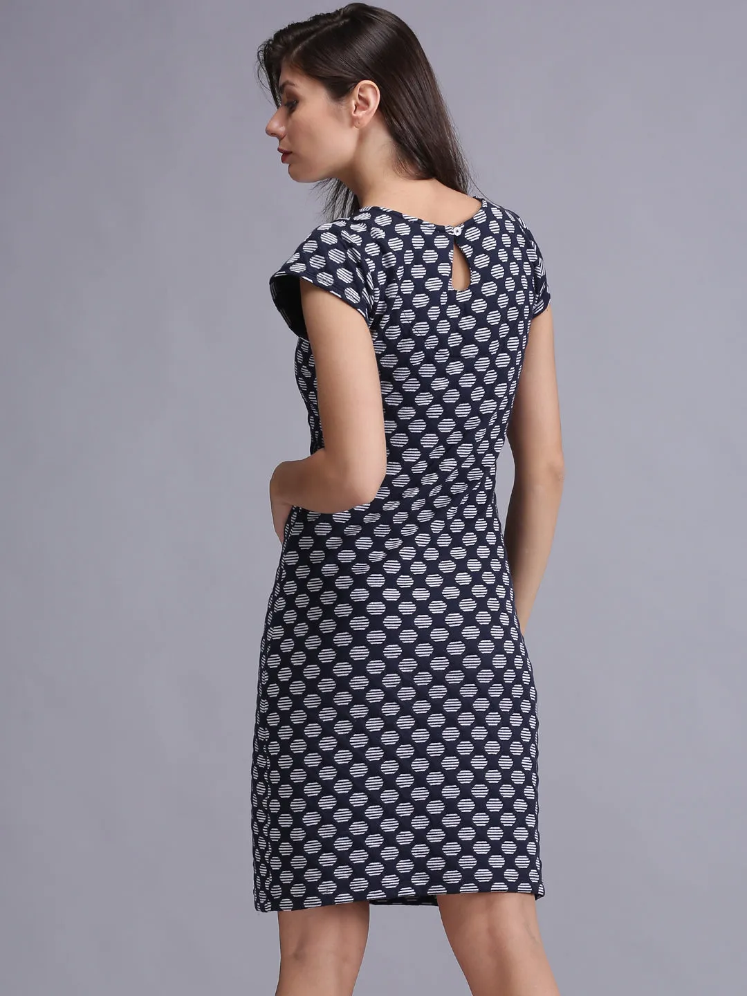 Women Blue Printed A-Line Dress