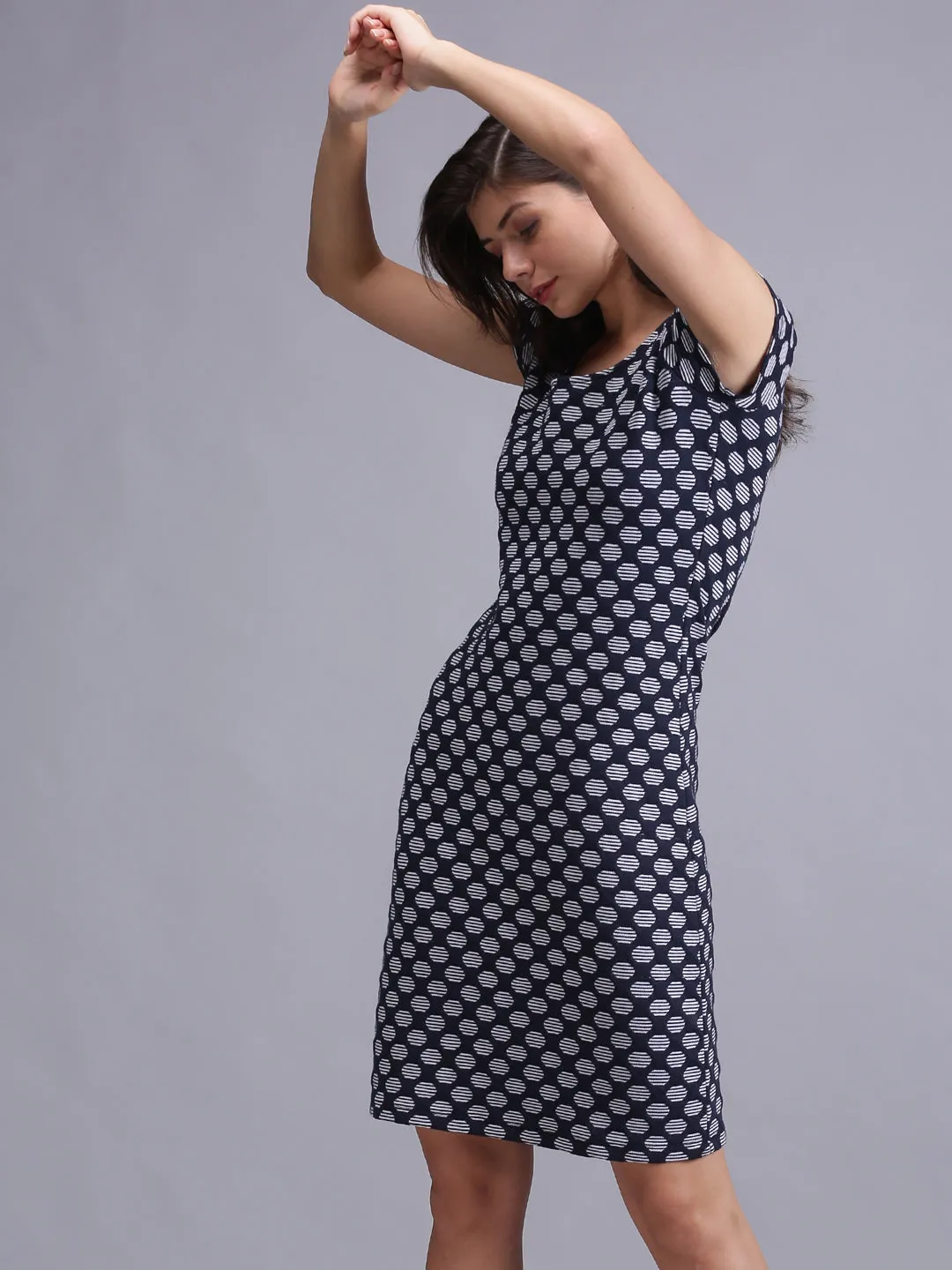 Women Blue Printed A-Line Dress