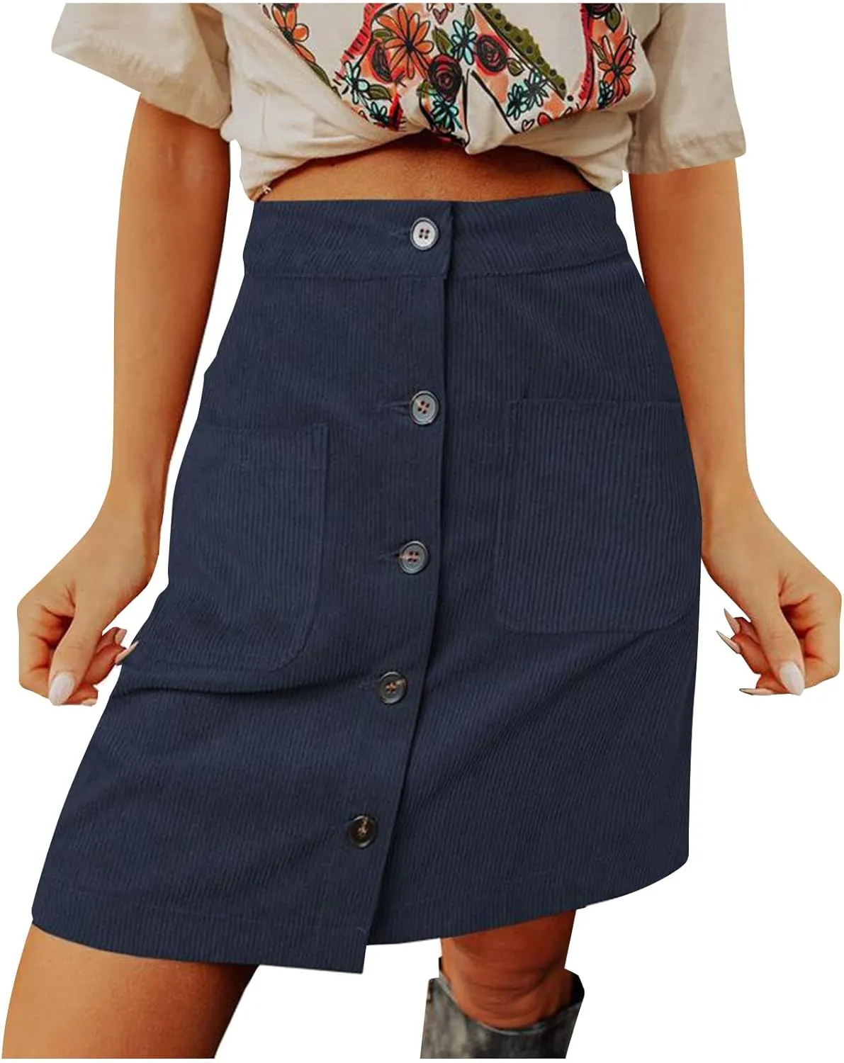 Women High Waist Button Down Cargo Skirt Fashion Solid A-line Midi Skirts 2024 Summer Dressy Business Pencil Skirt