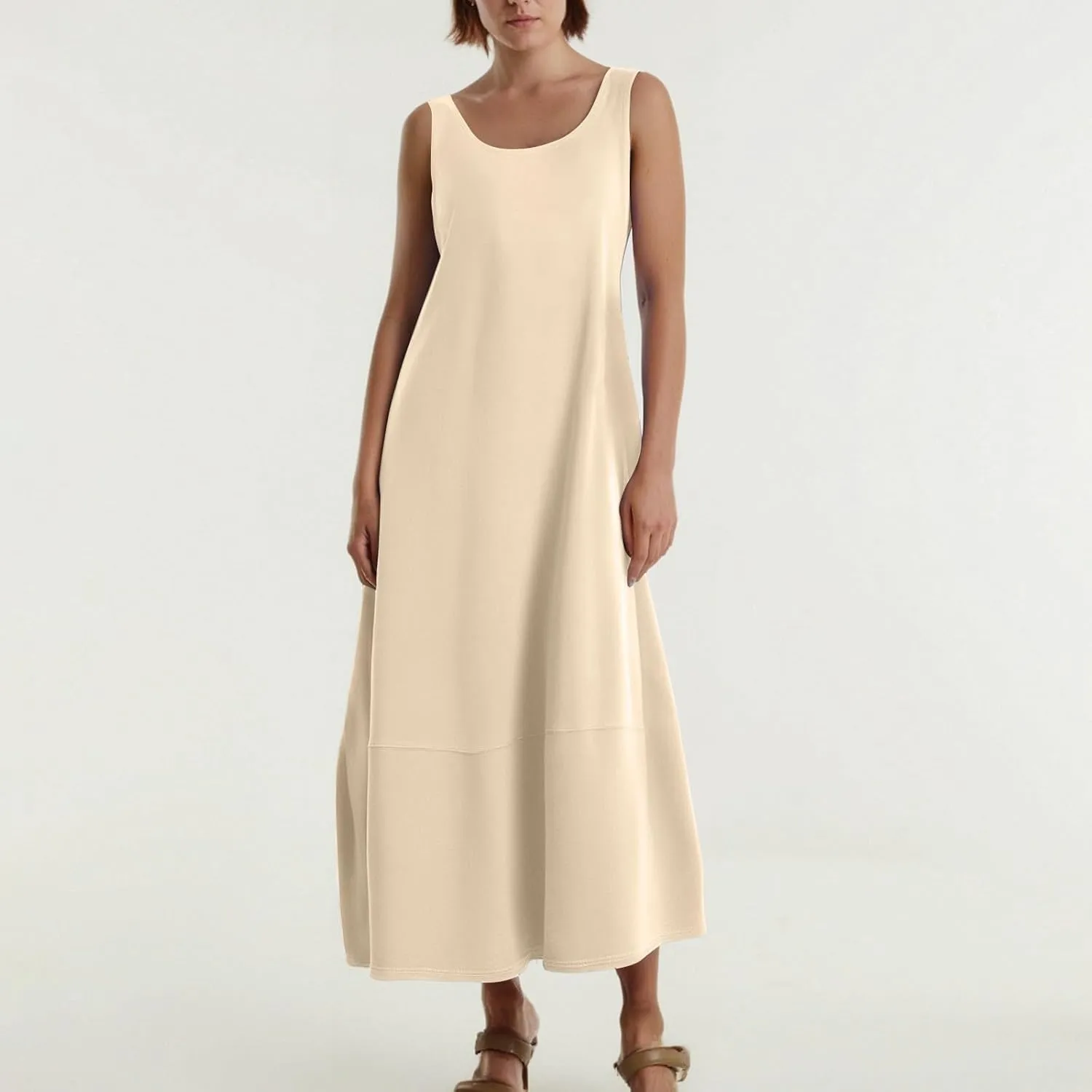 Women's Casual Maxi Sundress 2025 Summer Beach Long Dress Scoop Neck Sleeveless Loose Comfy Tank Dresses