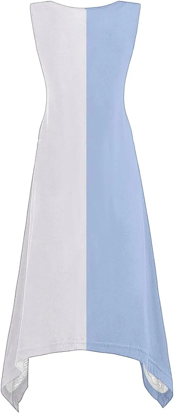 Womens Casual Midi Dresses Loose Fit Printed Tank Dress Casual Lightweight Dress Summer Vacation Dresses
