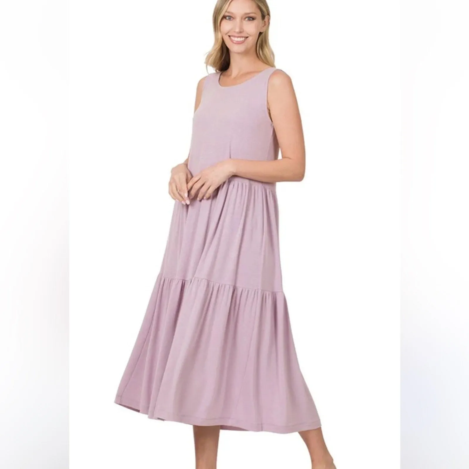 Wonderly Sleeveless Tiered Midi Dress
