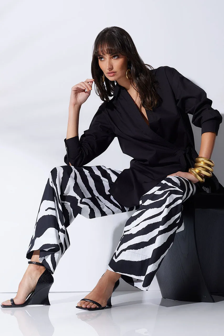 Zebra Cotton Poplin Pants